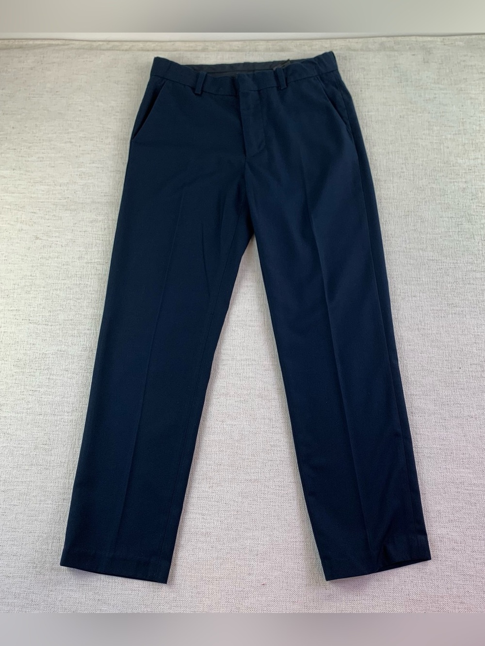 H&M boy's slim fit dress pants in navy blue size 12 flat front adjustable waist